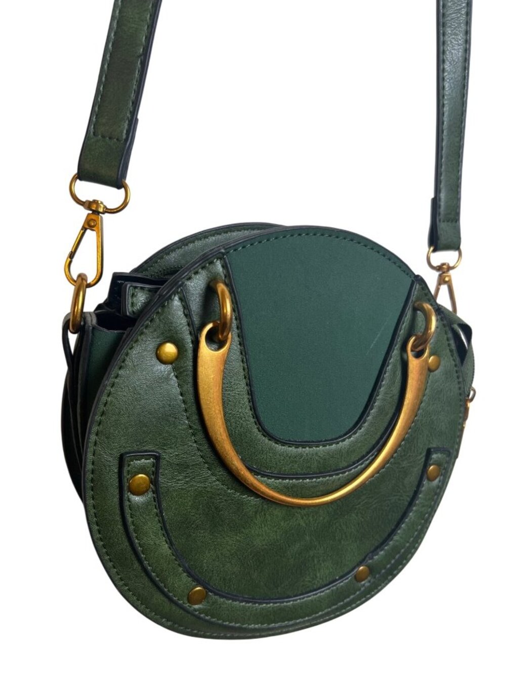 Forest Green Crossbody Bag Gold Toned Hardware